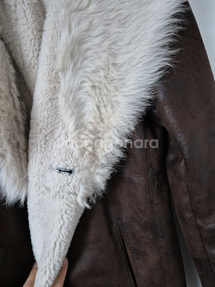 인하 SATIN 무스탕 롱코트66사이즈브라운--8