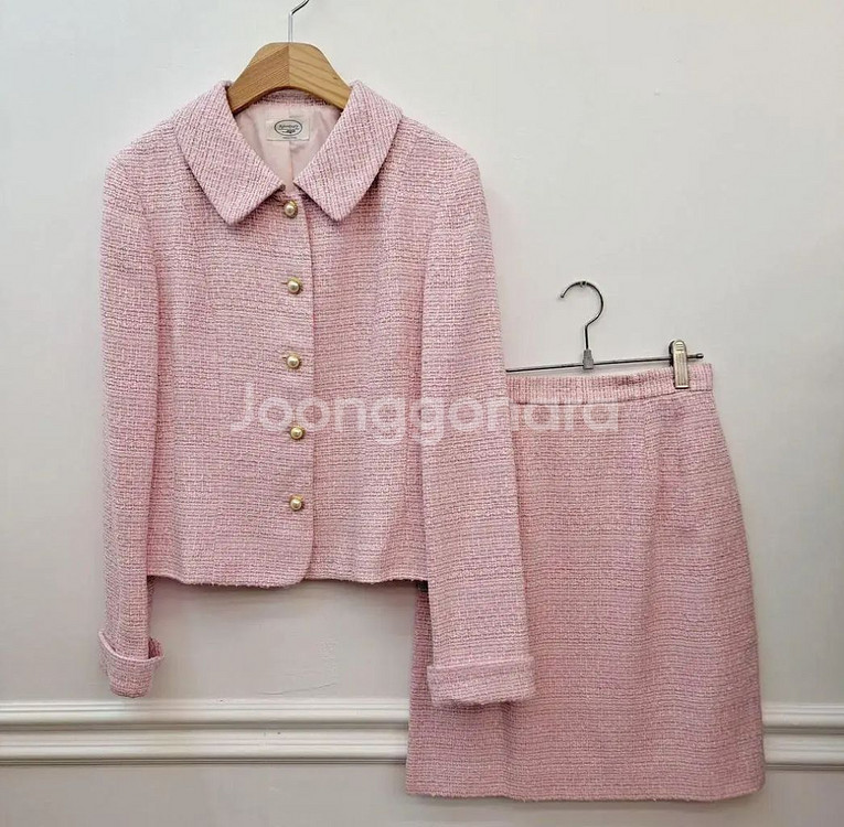 딸기우유 베이비핑크 트위드자켓 트위드투피스 셋업--4