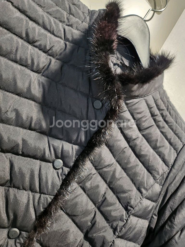 밍크 트리밍 여성 롱패딩--4