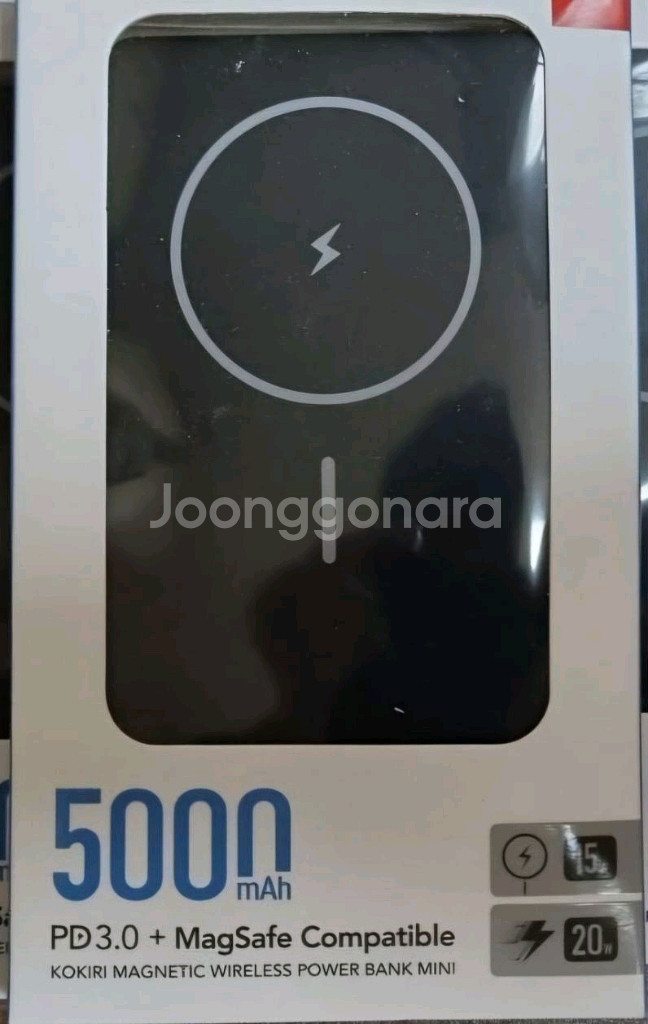 [미개봉 제품] 코끼리 슬림 무선 고속 충전 보조배터리 5000mAh 맥세이프 블랙 색상 KPB-RMGM5000--0