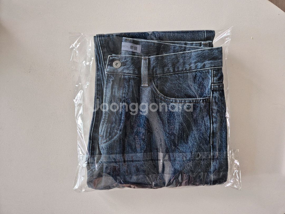 유니클로 스트레이트진 우먼28 블루 여성 청바지--5