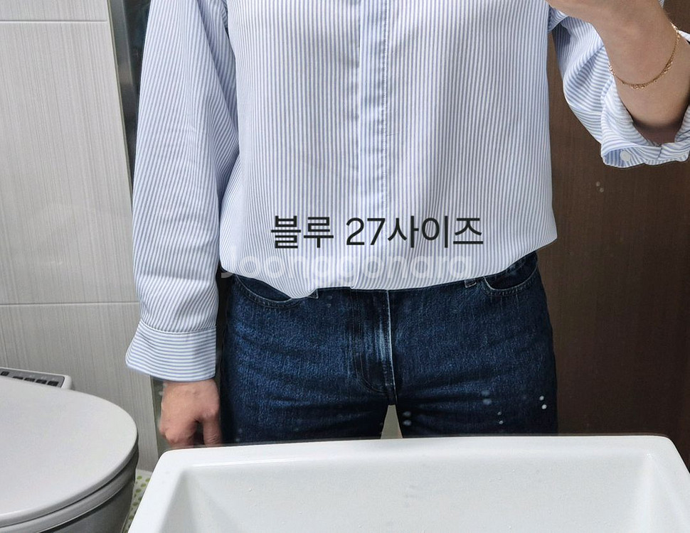 유니클로 스트레이트진 우먼28 블루 여성 청바지--4