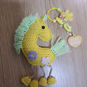 핸드메이드 손뜨개 동물 말 키링 열쇠고리 인형