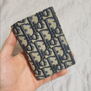 디올 오블리크 2단 카드홀더 베이지