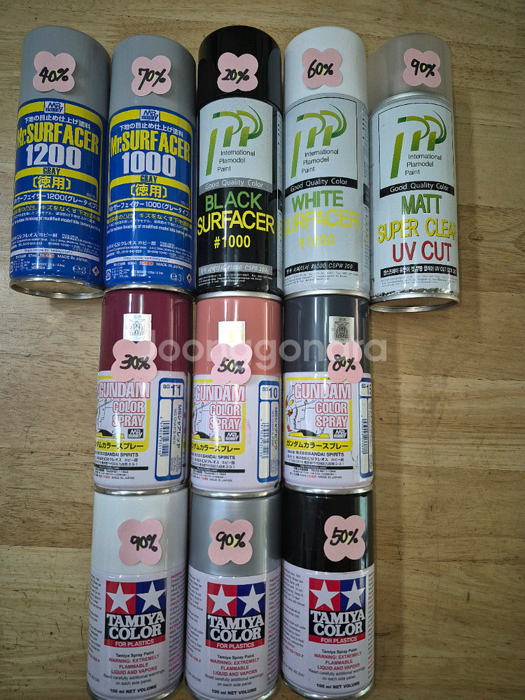 프라모델전용*스프레이페인트(중고~사용제품)타미야외스프레이페인트11종*일괄판매 ~헤이리영웅--0