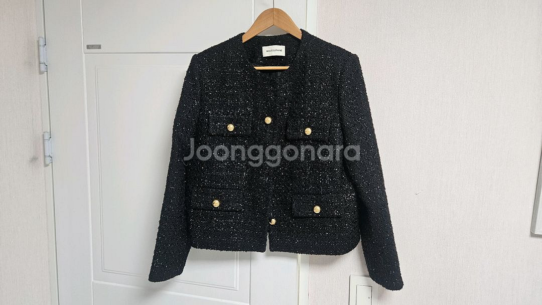 모조에스핀 블랙 트위드 자켓--0