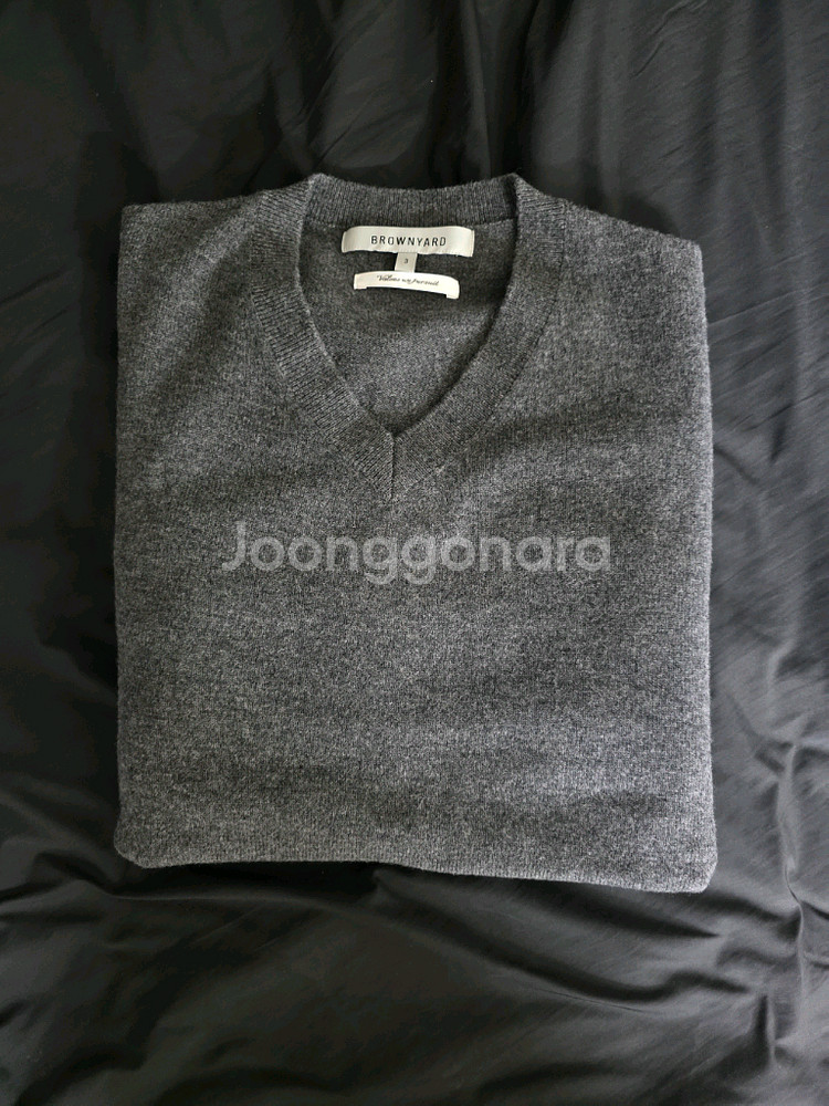 브라운야드 엑스트라 슈퍼파인 브이넥 니트 그레이 3사이즈--2
