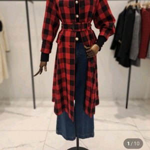 모조에스핀 레즈 체크 패턴 트렌치코트