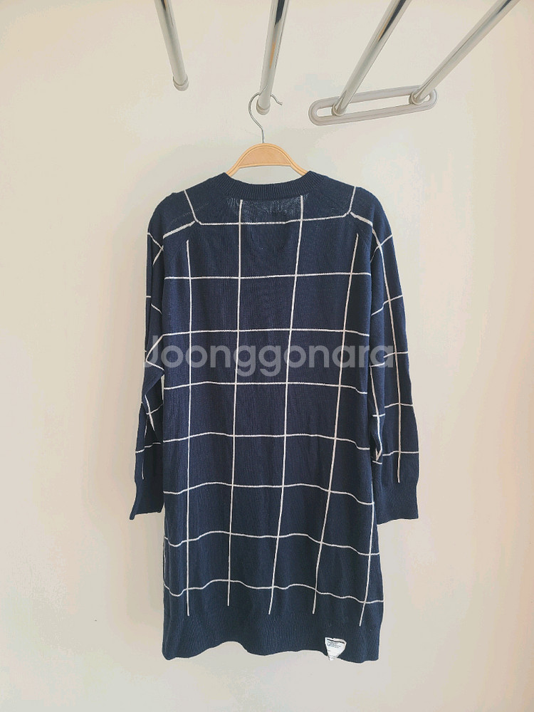 여성 긴팔 포켓 패턴 니트 원피스 네이비 S--1