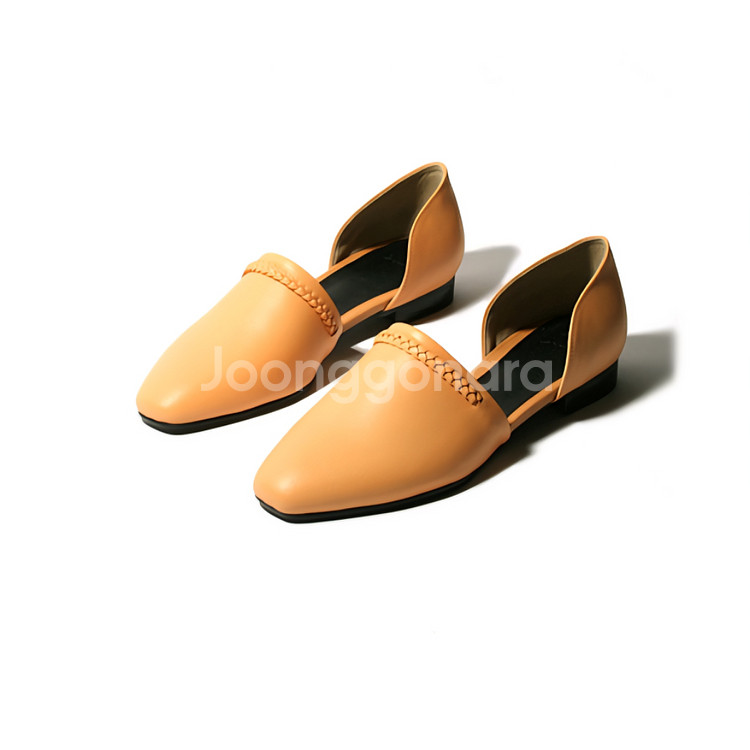 소가죽 사이드오픈 플랫슈즈 베이지 230--0