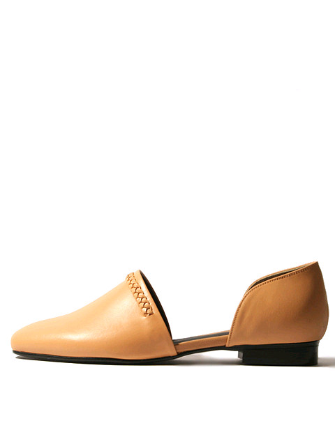 소가죽 사이드오픈 플랫슈즈 베이지 230--2