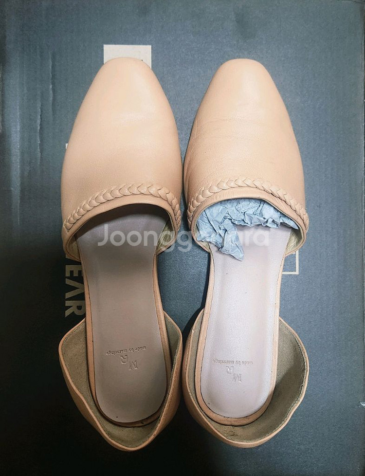 소가죽 사이드오픈 플랫슈즈 베이지 230--5