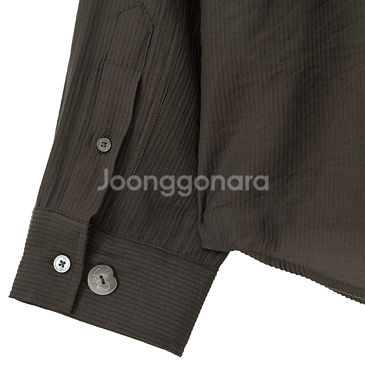 44) 엘무드 실키 스트라이프 셔츠 브라운--4