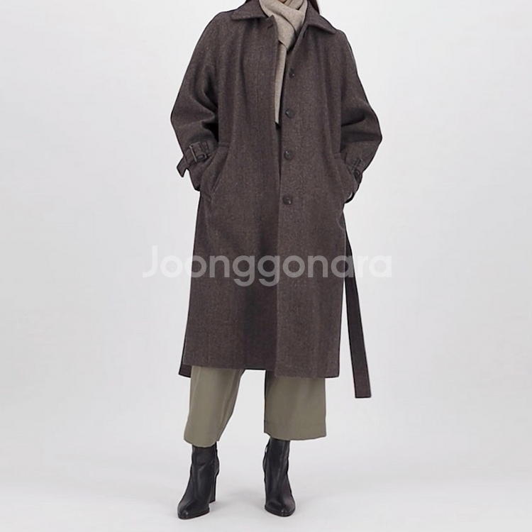 에디션비X룩캐스트(LOOKCAST) 헤링본 울코트 66-77 새상품--1