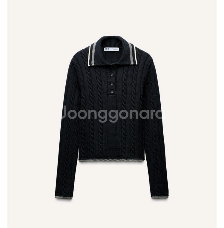 [ZARA]자라 파이핑 니트 폴로 스웨터 S--4
