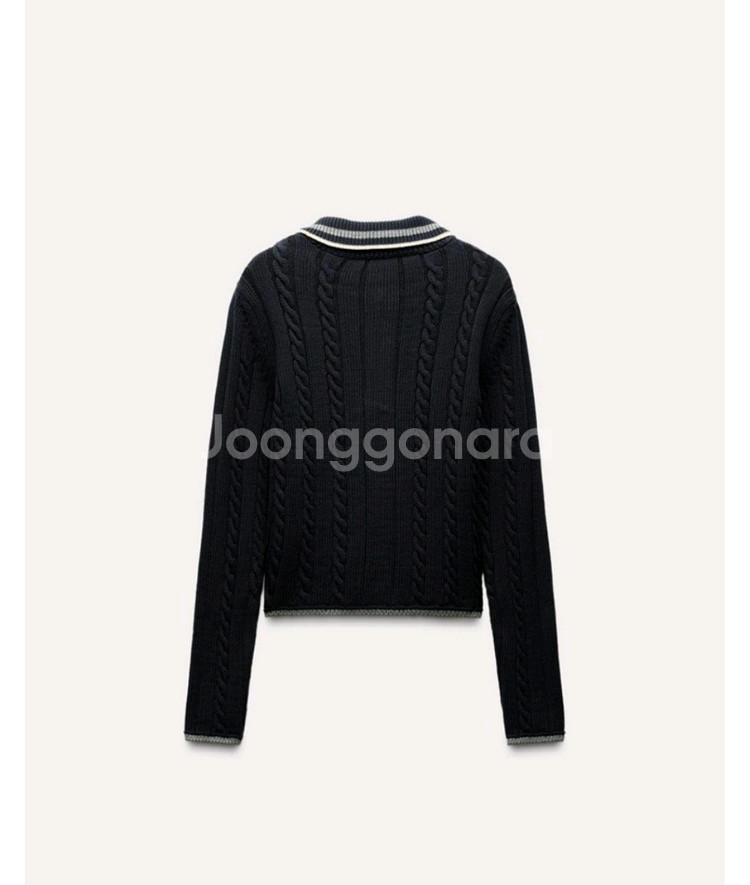 [ZARA]자라 파이핑 니트 폴로 스웨터 S--5