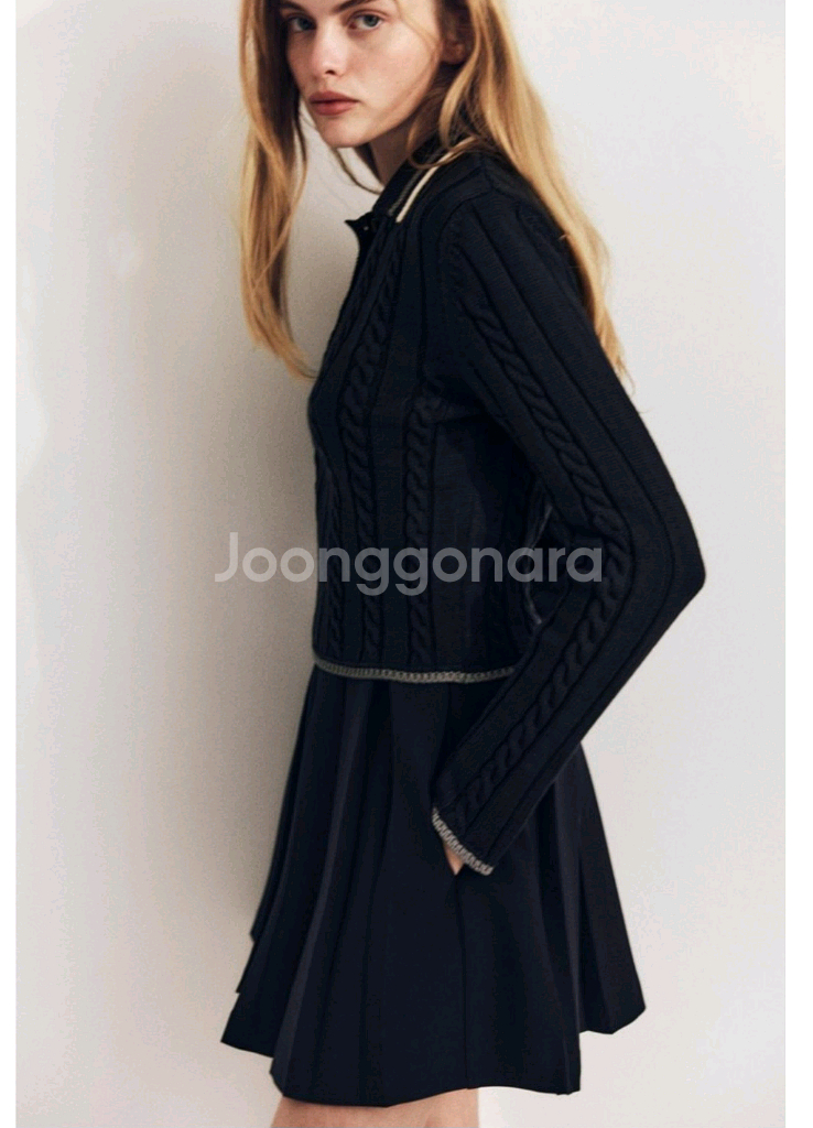 [ZARA]자라 파이핑 니트 폴로 스웨터 S--2