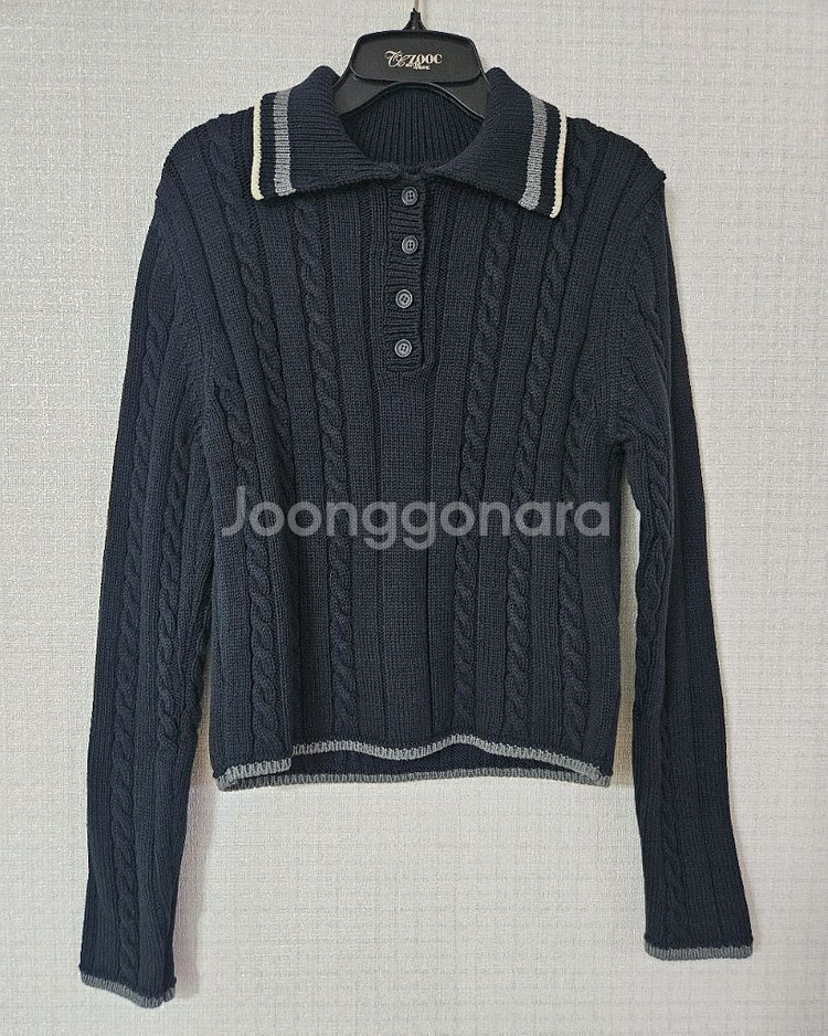 [ZARA]자라 파이핑 니트 폴로 스웨터 S--6