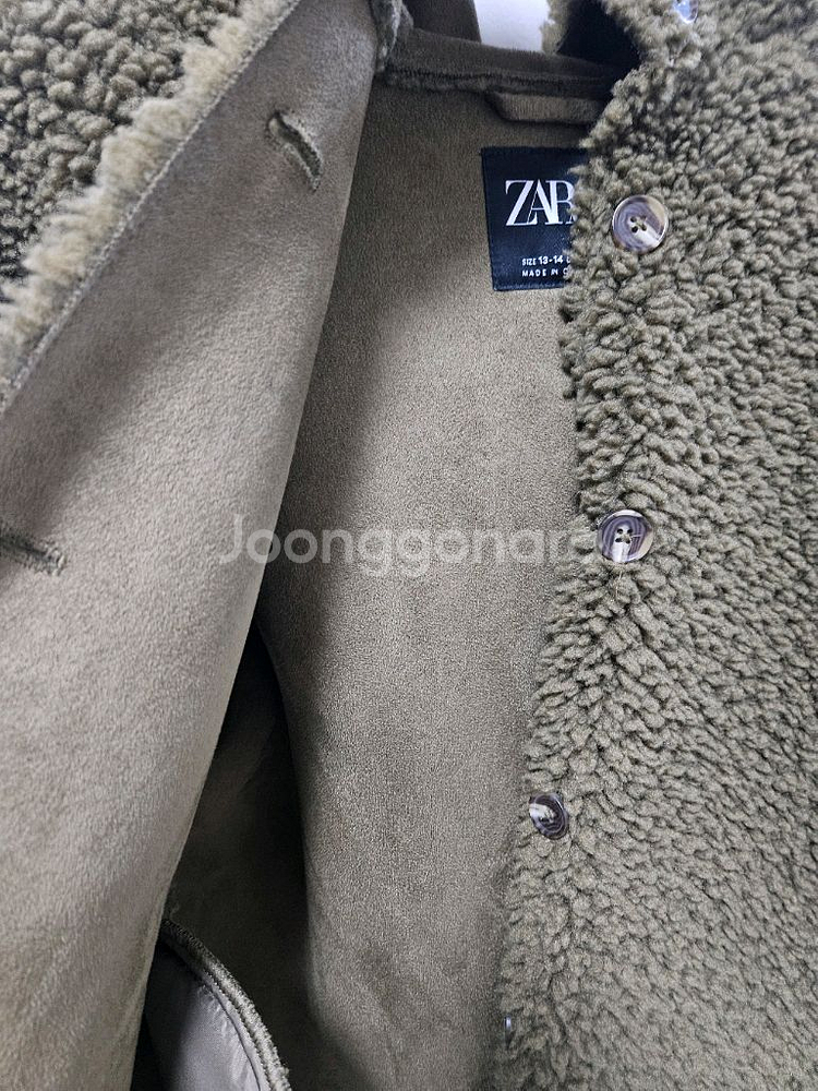 자라 zara 카키 양털 뽀글 플리스 자켓 코트 아우터 편의점 반값 택포 4만원--1