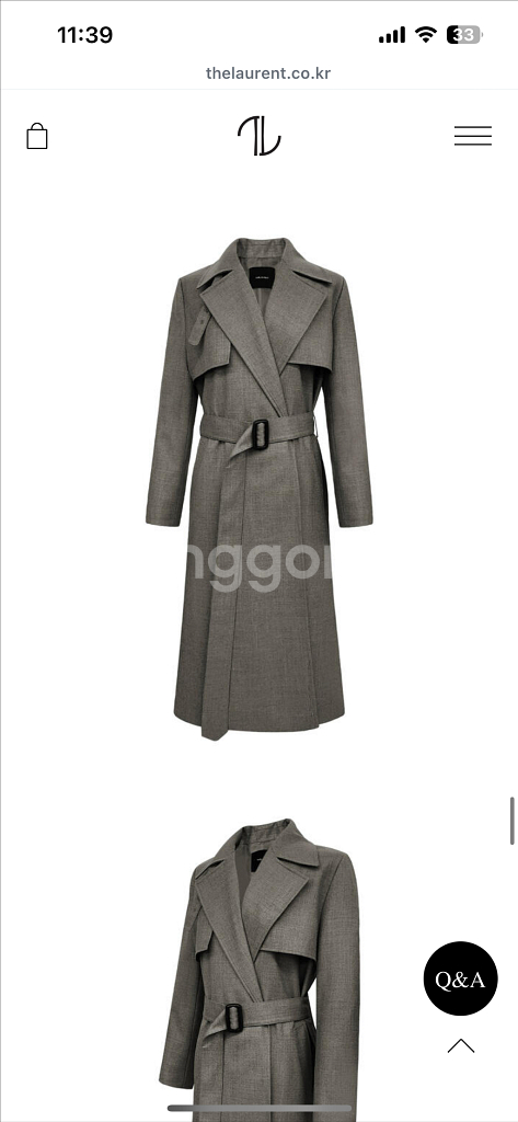 (새상품)더로랑 그레이시 클래식 울 트렌치코트 Gracy Classic Wool Trench Coat--7