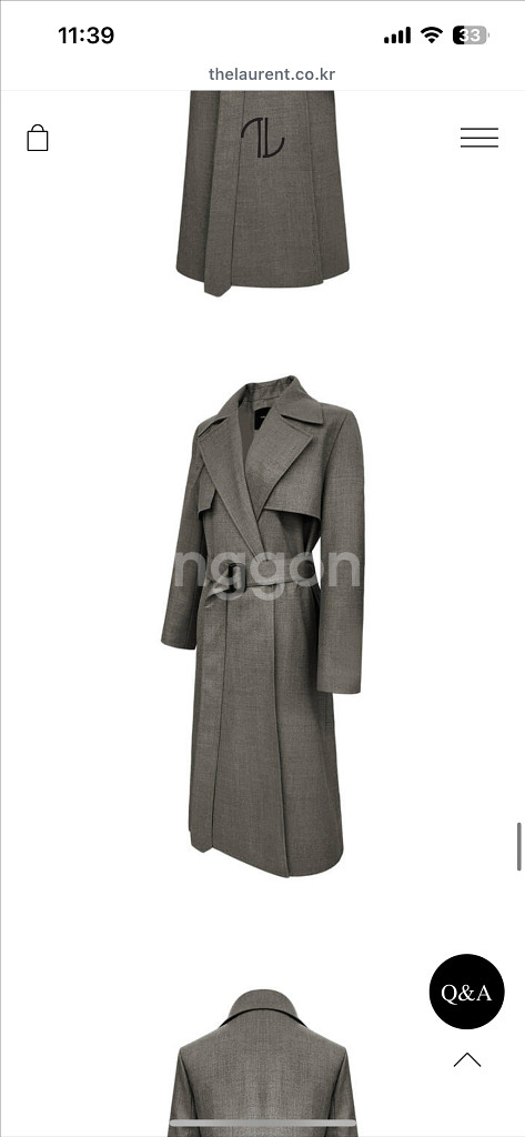 (새상품)더로랑 그레이시 클래식 울 트렌치코트 Gracy Classic Wool Trench Coat--8