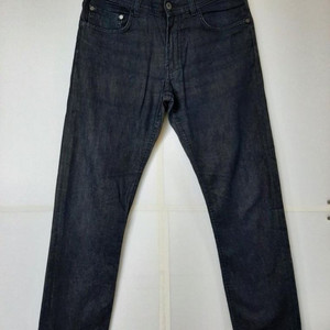 31)마시모두띠 가죽패치 스판 진청 일자청바지