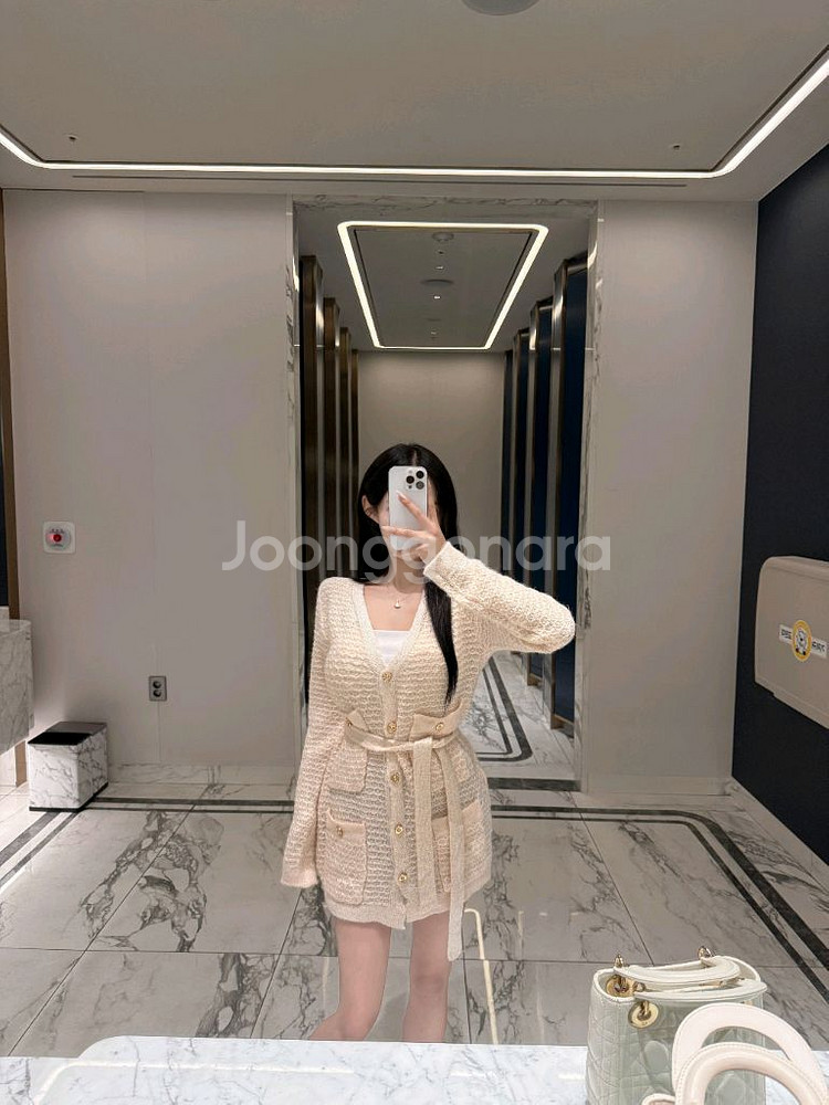 수입의류 펄 허리끈 벨트 니트 가디건 원피스--0