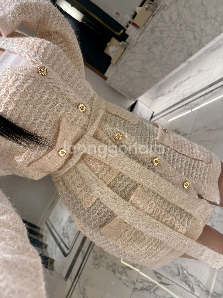 수입의류 펄 허리끈 벨트 니트 가디건 원피스--3