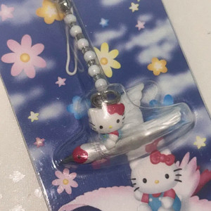 산리오 헬로키티 빈티지 고전 미니 피규어 학 새 비행 키링 스트랩