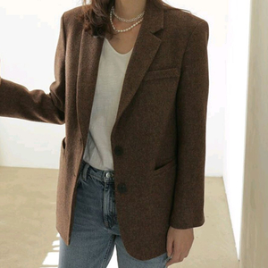 골든아이 딥브라운 울100 자켓 블레이저 싱글 코트