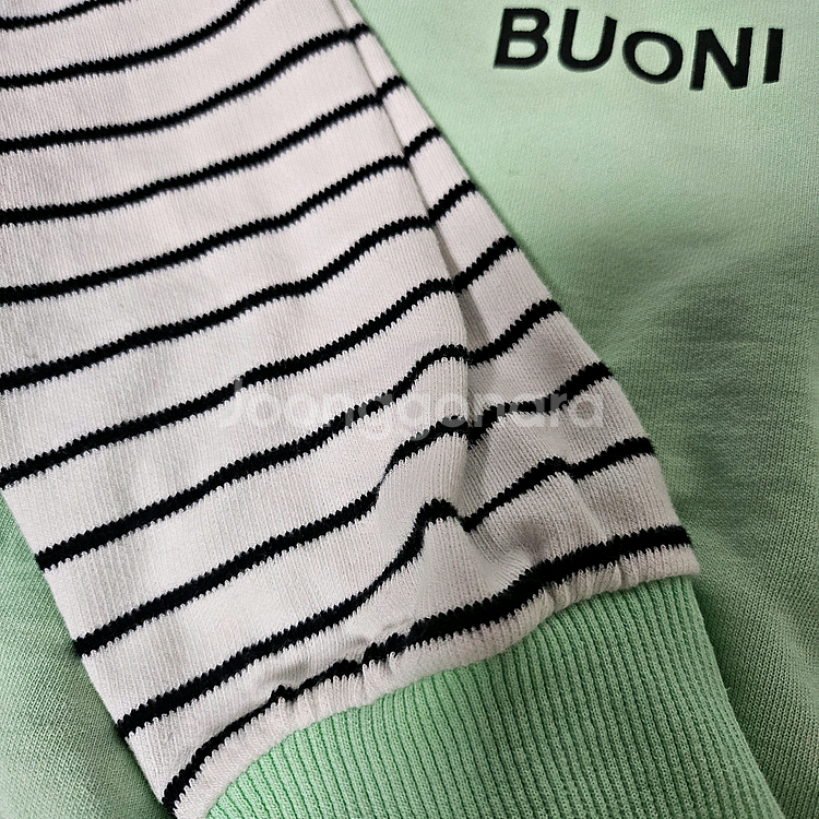 아동 연두민트색 스트라이프 맨투맨 + 연두민트 민자 맨투맨--1