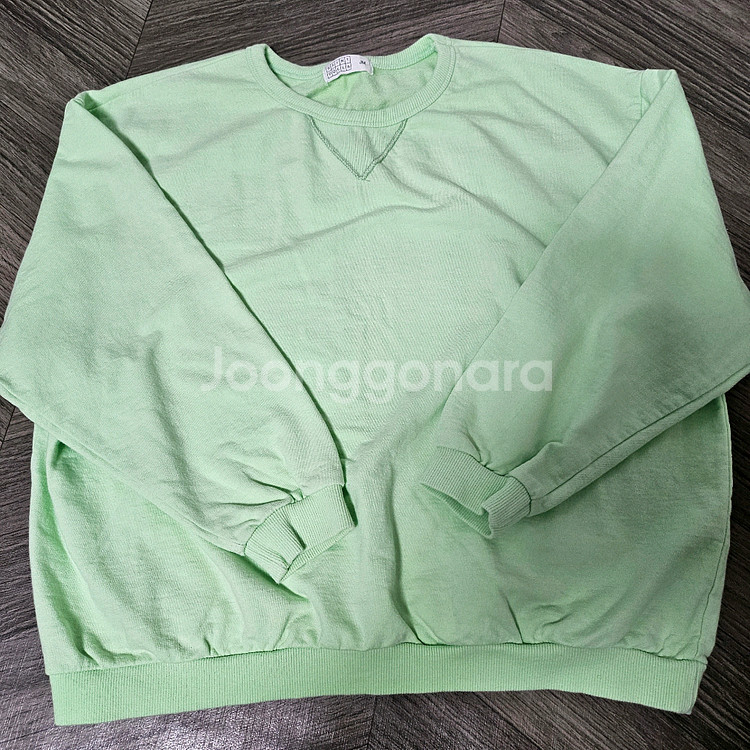 아동 연두민트색 스트라이프 맨투맨 + 연두민트 민자 맨투맨--3