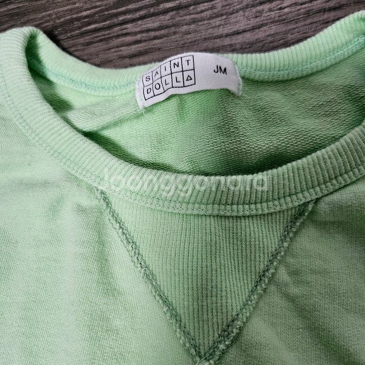 아동 연두민트색 스트라이프 맨투맨 + 연두민트 민자 맨투맨--4