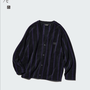 (XL)유니클로 니들스 플리스 오버사이즈 가디건 프린트 블랙 새제품 팝니다