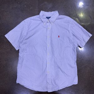 폴로 랄프로렌 스트라이프 반팔 셔츠 커스텀핏 화이트 블루 XXL