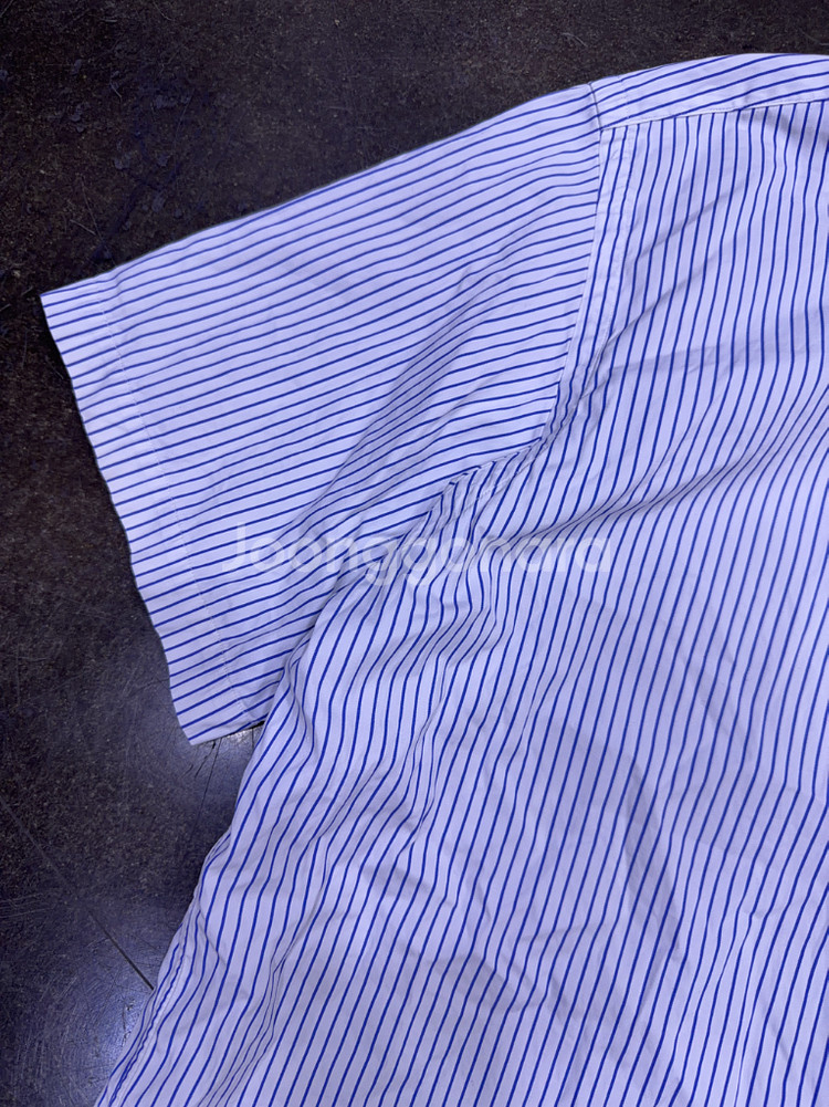 폴로 랄프로렌 스트라이프 반팔 셔츠 커스텀핏 화이트 블루 XXL--4