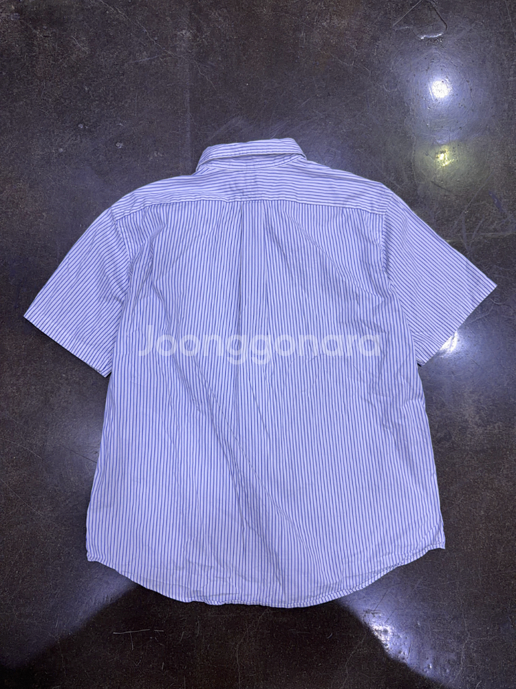 폴로 랄프로렌 스트라이프 반팔 셔츠 커스텀핏 화이트 블루 XXL--1