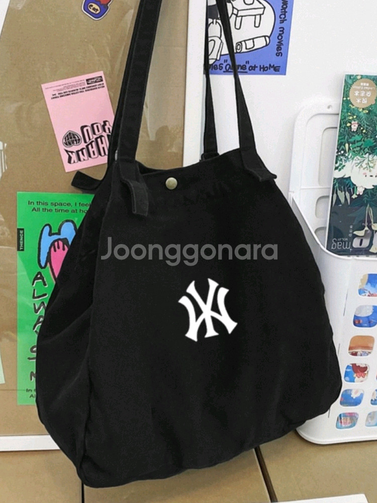 MLB 가방 캔버스 숄더백 에코백 대용량 스쿨백 블랙--0