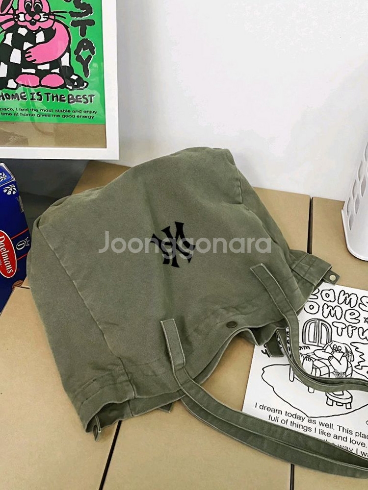 MLB 가방 캔버스 숄더백 에코백 대용량 스쿨백 블랙--4