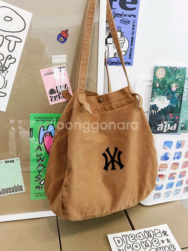 MLB 가방 캔버스 숄더백 에코백 대용량 스쿨백 블랙--5