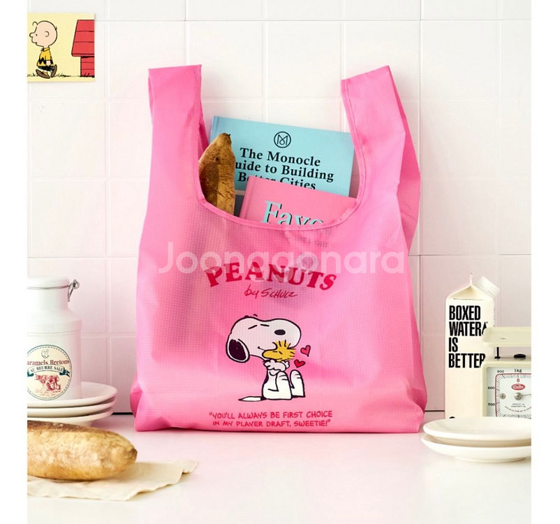 피너츠 스누피 포켓 장바구니 핑크--0