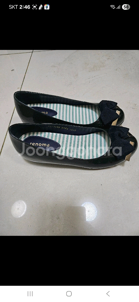 리노마 리본 장식 플랫슈즈 235 거의새상품--1