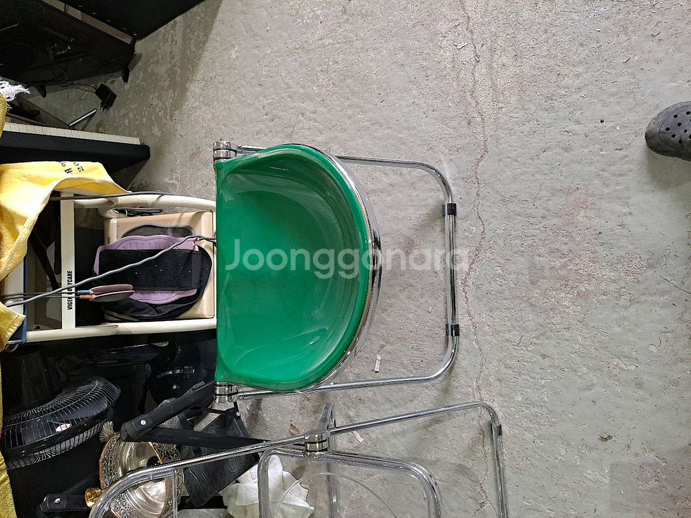 접이식 의자 화이트/투명/그린 3개--1