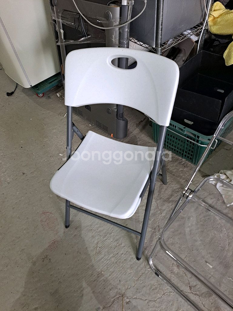 접이식 의자 화이트/투명/그린 3개--3