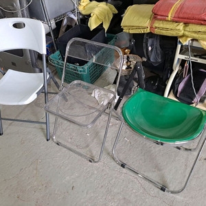 접이식 의자 화이트/투명/그린 3개