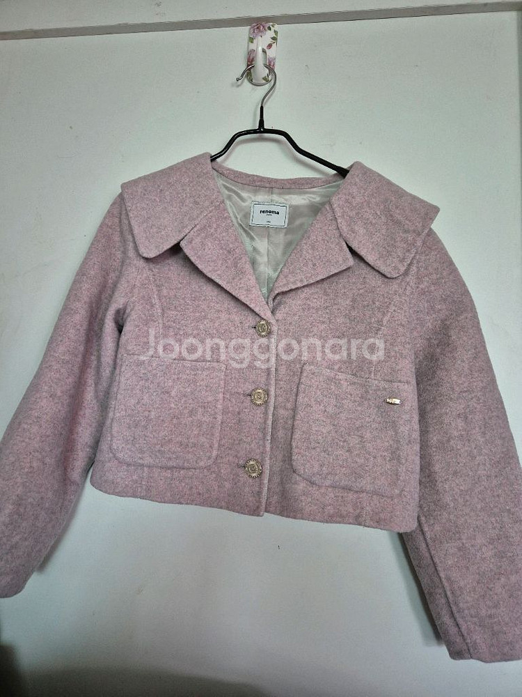 레노마 파리 핸드메이드 핑크 크롭자켓--2