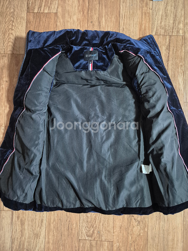 엘르스포츠 벨벳 패딩 조끼 진네이비--6