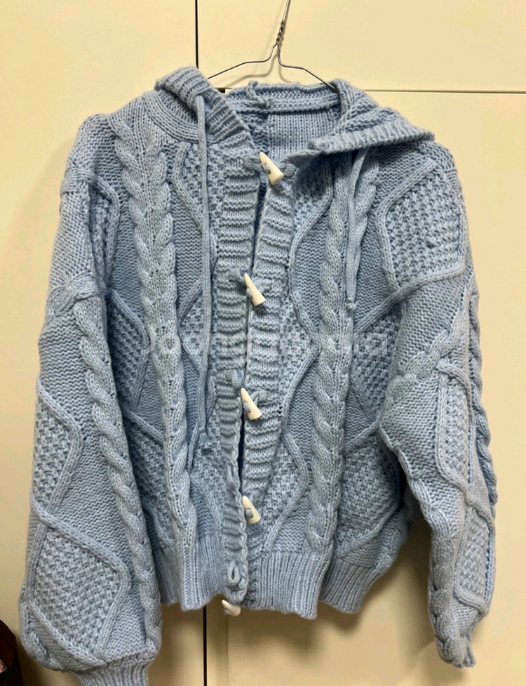 후드 니트 가디건--1