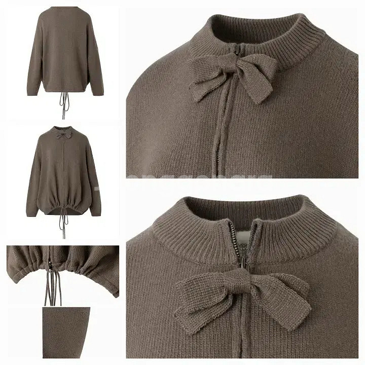 새상품) 24년 그레이스유 GRACE U elle knit zip up 엘르 니트 집업 가디건 리본 울 캐시미어--1