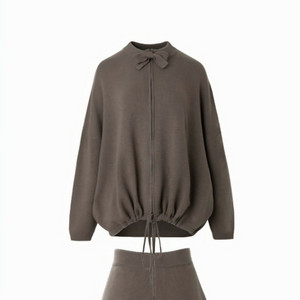 새상품) 24년 그레이스유 GRACE U elle knit zip up 엘르 니트 집업 가디건 리본 울 캐시미어